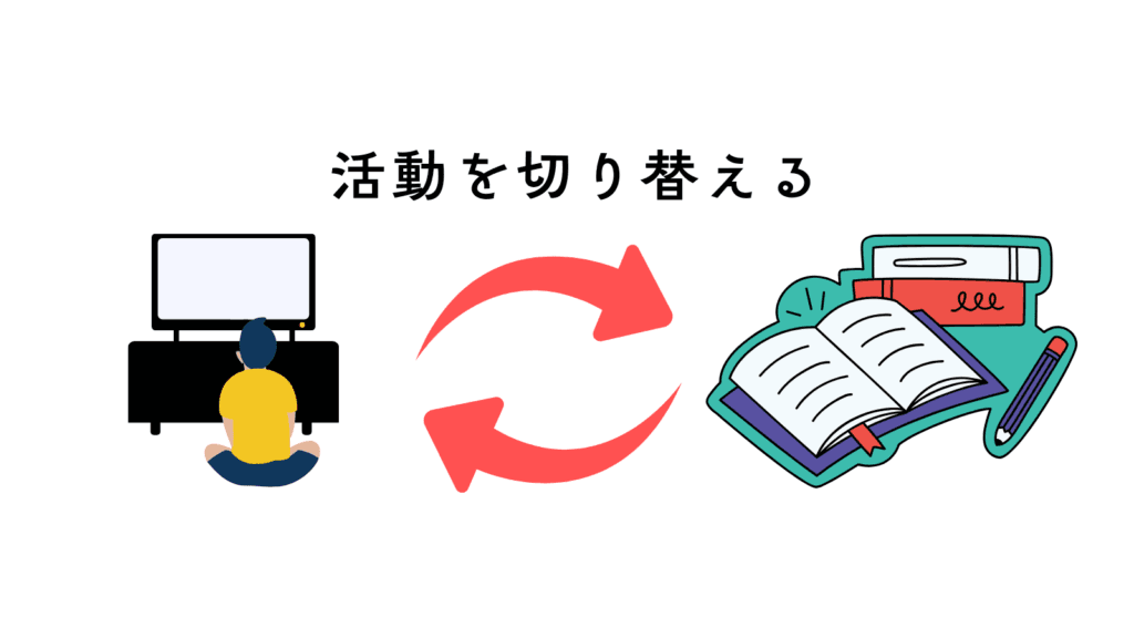 好きなTVを見ているところから苦手な宿題をやると、切り替える必要がある